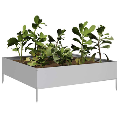 Fioriera Rialzata da Giardino 100x100x33,5cm in Acciaio Zincato