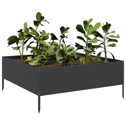 Fioriera Rialzata da Giardino Nera 100x100x41 cm in Acciaio