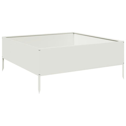 Fioriera Rialzata da Giardino Bianca 100x100x25 cm in Acciaio