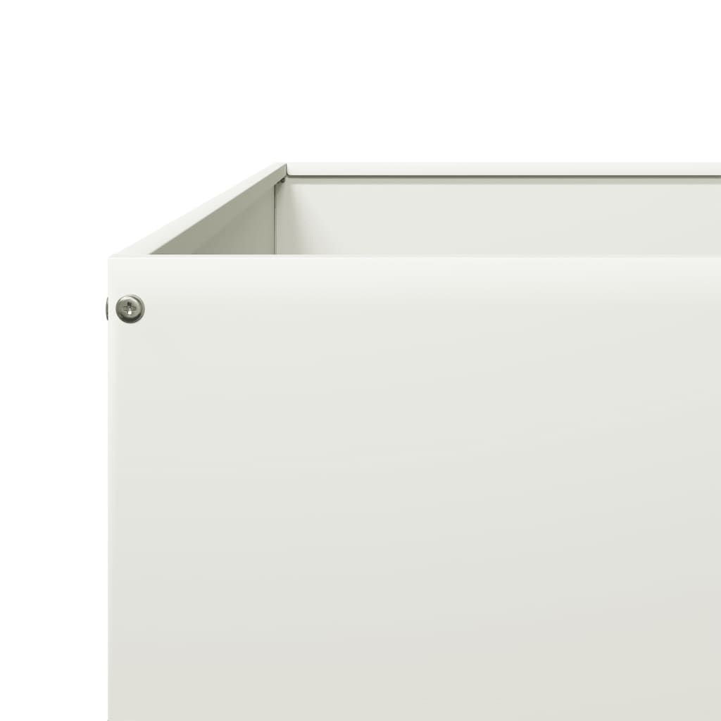 Fioriera Rialzata da Giardino Bianca 100x100x25 cm in Acciaio