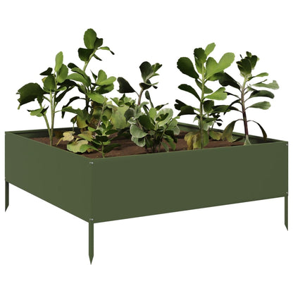Fioriera Rialzata Giardino Verde Oliva 100x100x41 cm Acciaio