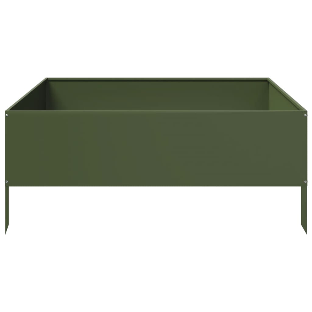 Fioriera Rialzata Giardino Verde Oliva 100x100x41 cm Acciaio