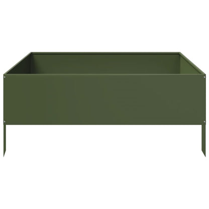 Fioriera Rialzata Giardino Verde Oliva 100x100x41 cm Acciaio
