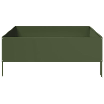 Fioriera Rialzata Giardino Verde Oliva 100x100x25 cm Acciaio | homemem39