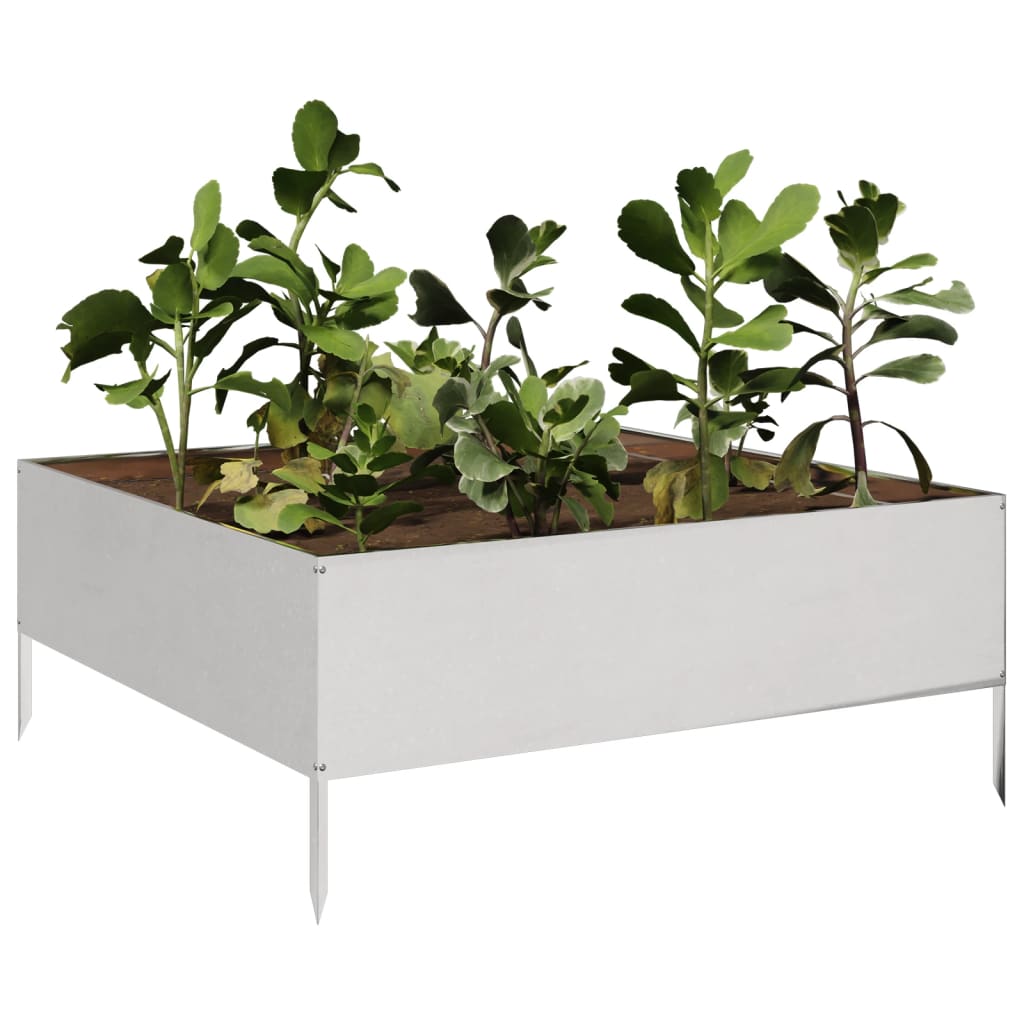 Fioriera Rialzata da Giardino 100x100x25 cm in Acciaio Inox | homemem39