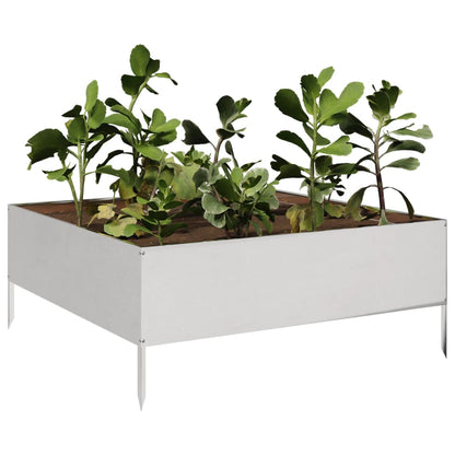 Fioriera Rialzata da Giardino 100x100x41 cm in Acciaio Inox