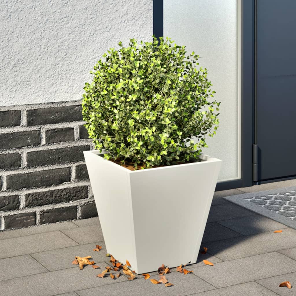 Fioriera da Giardino Bianca 30x30x30 cm in Acciaio - homemem39
