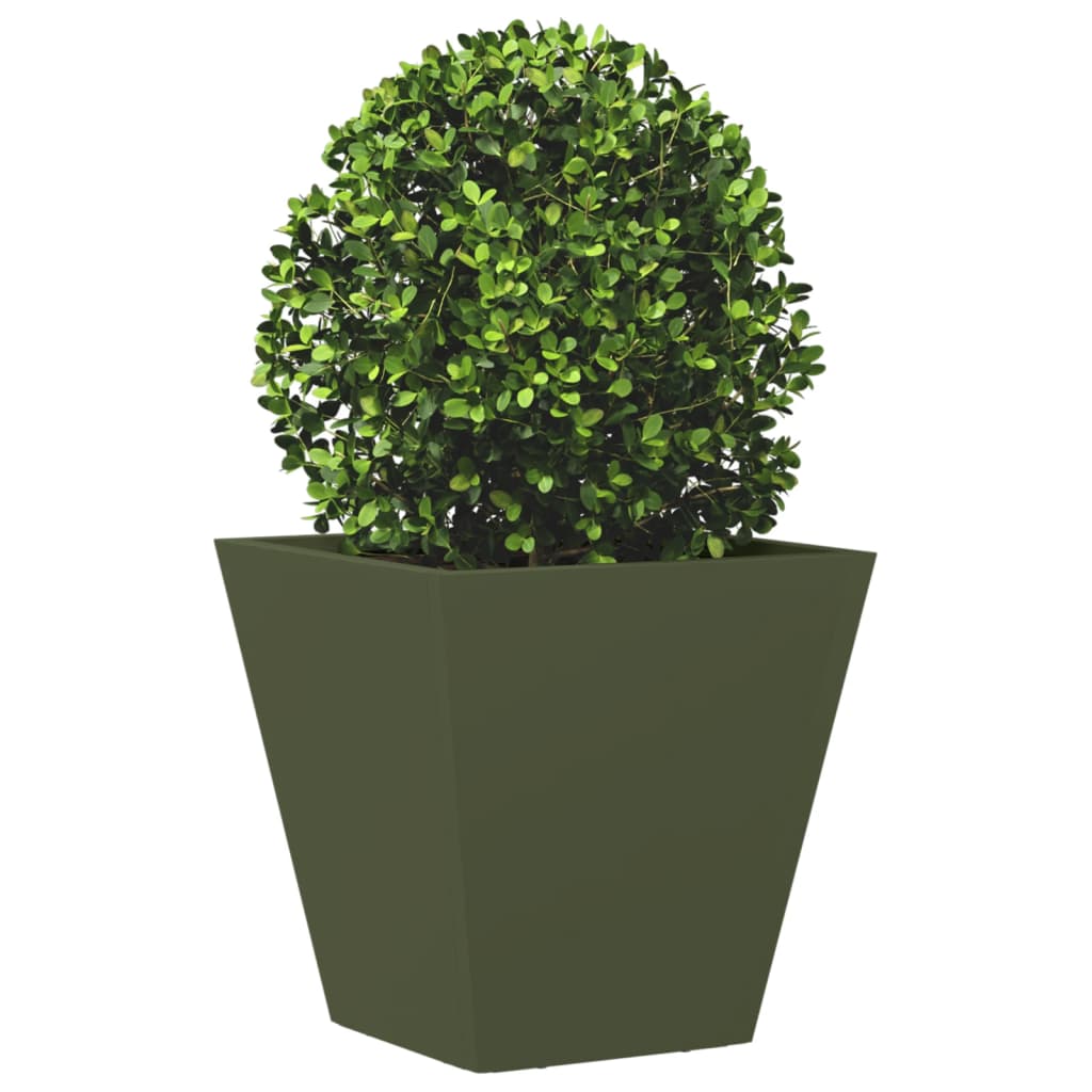 Fioriera da Giardino Verde Oliva 30x30x30 cm in Acciaio