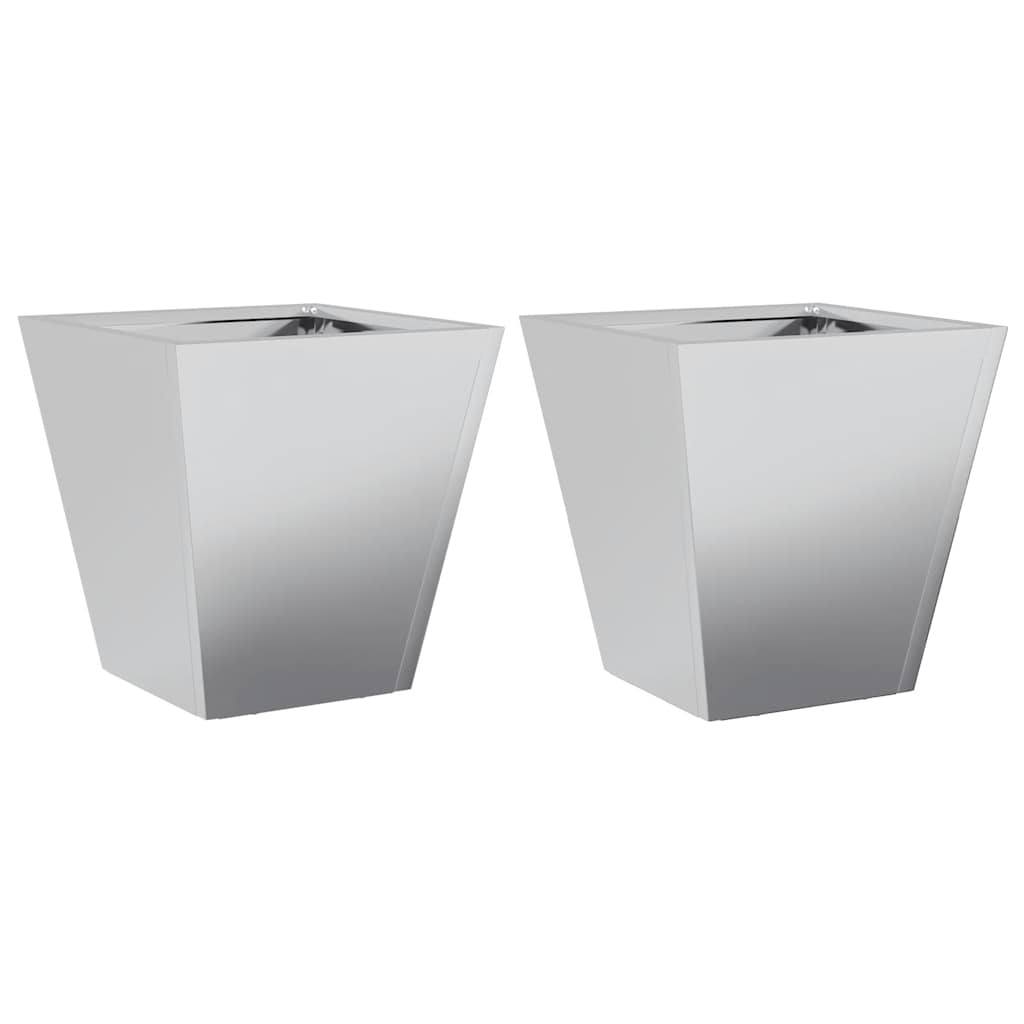 Fioriere da Giardino 2 pz 30x30x30 Grigie in Acciaio Zincato - homemem39