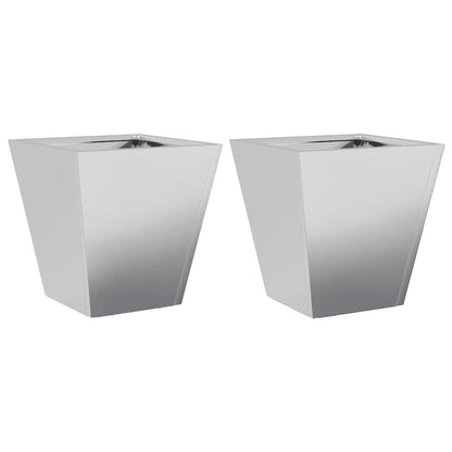 Fioriere da Giardino 2 pz 30x30x30 Grigie in Acciaio Zincato - homemem39