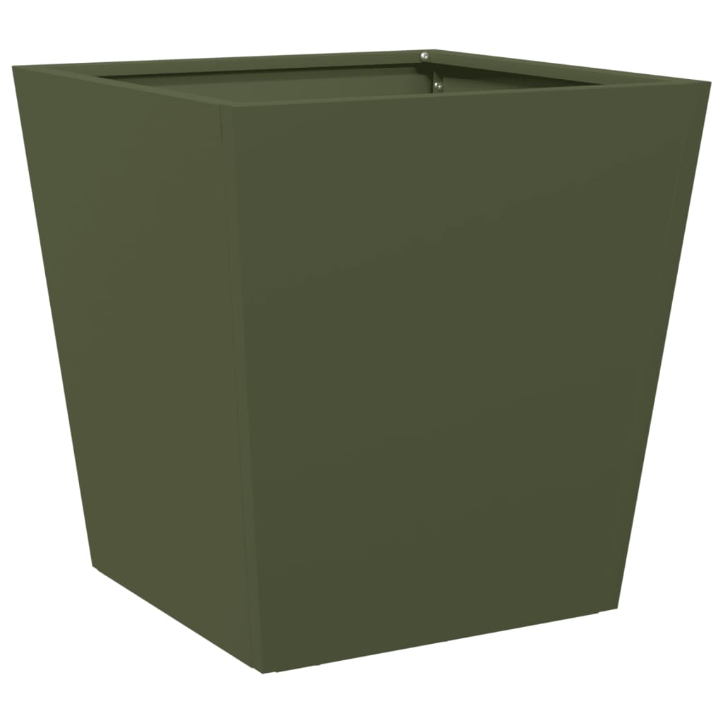 Fioriere da Giardino 2 pz Verde Oliva 40x40x40 cm in Acciaio | homemem39