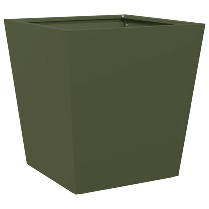 Fioriere da Giardino 2 pz Verde Oliva 40x40x40 cm in Acciaio | homemem39