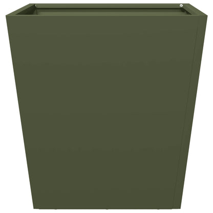 Fioriere da Giardino 2 pz Verde Oliva 40x40x40 cm in Acciaio | homemem39