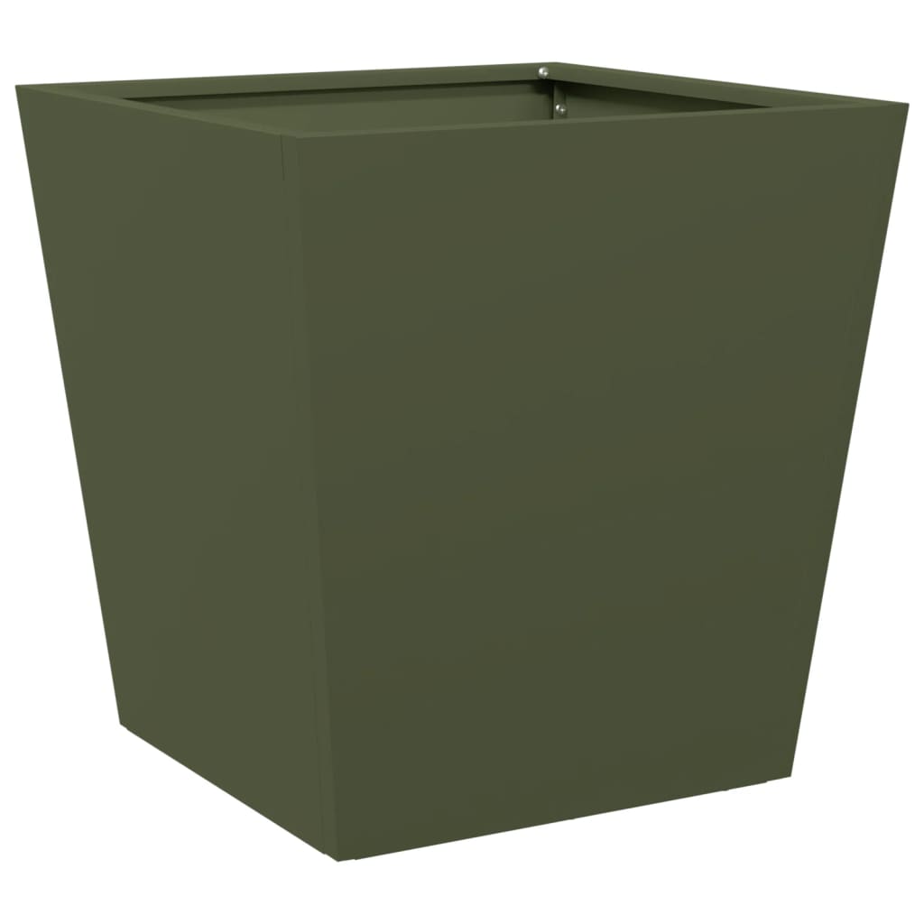 Fioriere da Giardino 2 pz Verde Oliva 40x40x40 cm in Acciaio | homemem39