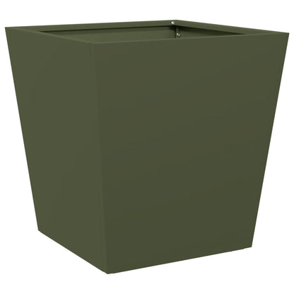 Fioriere da Giardino 2 pz Verde Oliva 40x40x40 cm in Acciaio | homemem39