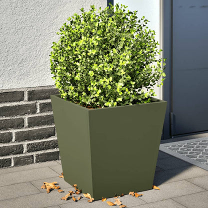 Fioriere da Giardino 2 pz Verde Oliva 40x40x40 cm in Acciaio | homemem39