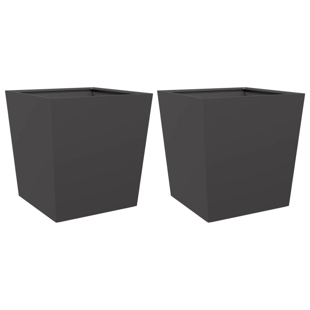 Fioriere da Giardino 2 pz Nere 50x50x50 cm in Acciaio - homemem39