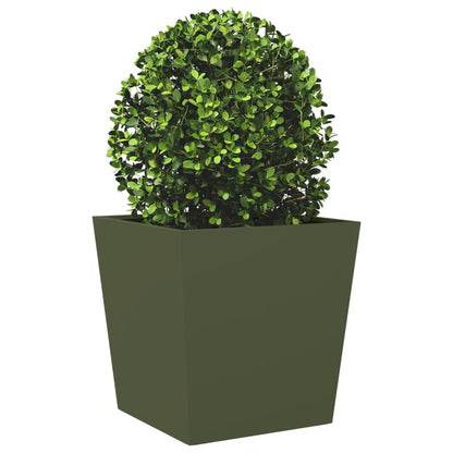 Fioriera da Giardino Verde Oliva 50x50x50 cm in Acciaio