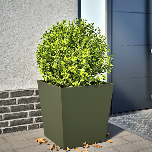 Fioriera da Giardino Verde Oliva 50x50x50 cm in Acciaio - homemem39
