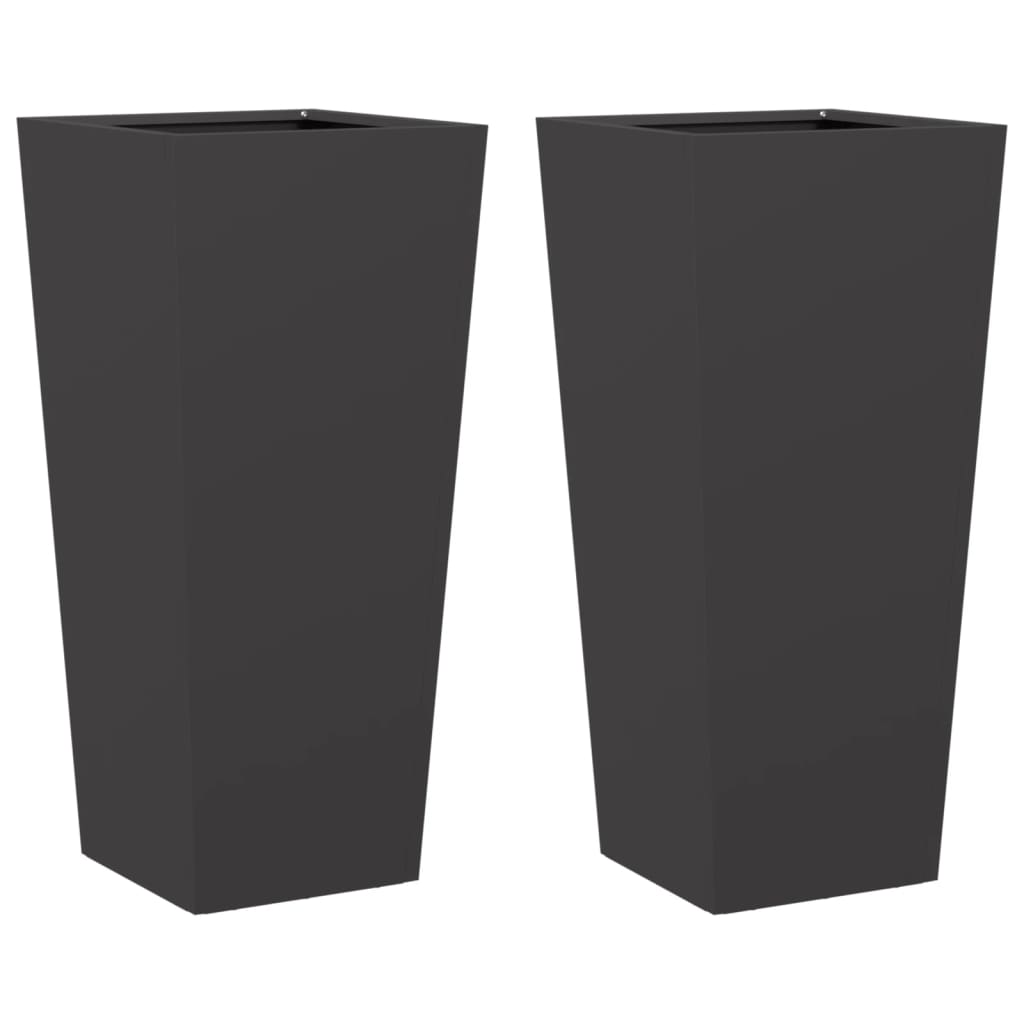 Fioriere da Giardino 2 pz Nere 35x35x75 cm in Acciaio - homemem39
