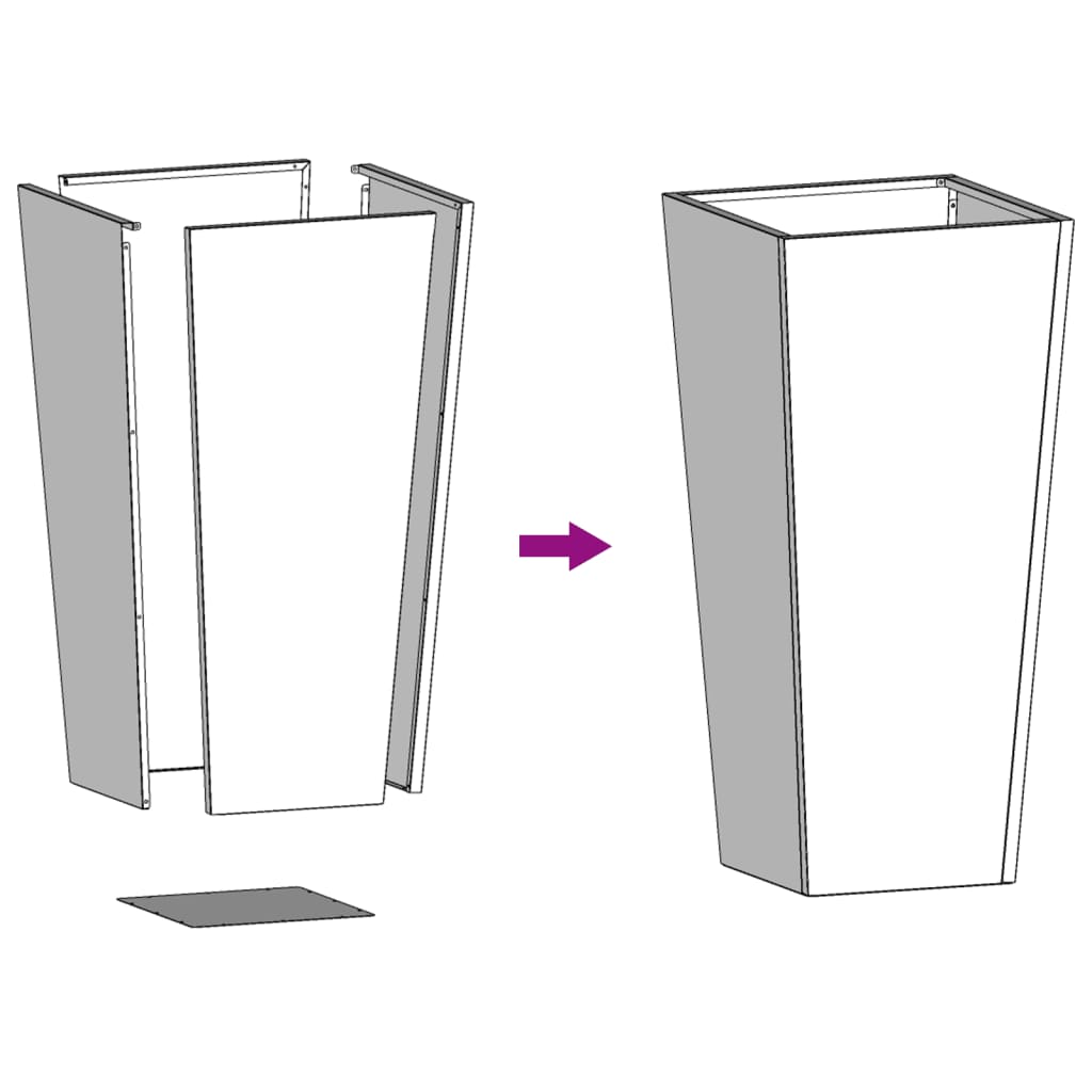 Fioriere da Giardino 2 pz Bianche 35x35x75 cm in Acciaio