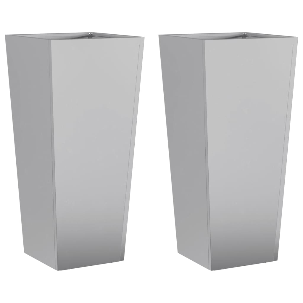 Fioriere da Giardino 2 pz 35x35x75 cm in Acciaio Zincato - homemem39