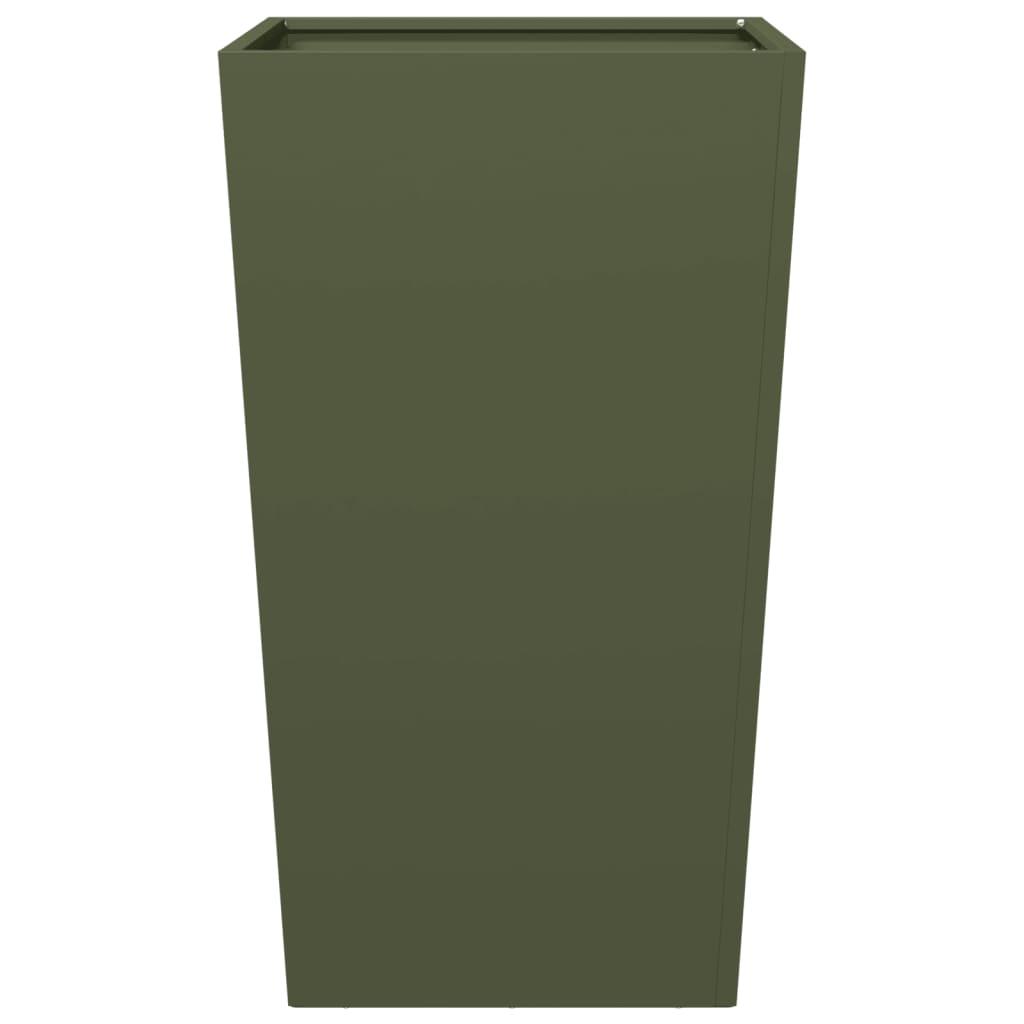 Fioriere da Giardino 2 pz Verde Oliva 45x45x75 cm in Acciaio | homemem39