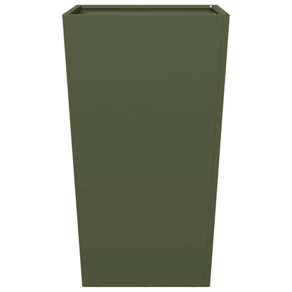 Fioriere da Giardino 2 pz Verde Oliva 45x45x75 cm in Acciaio | homemem39