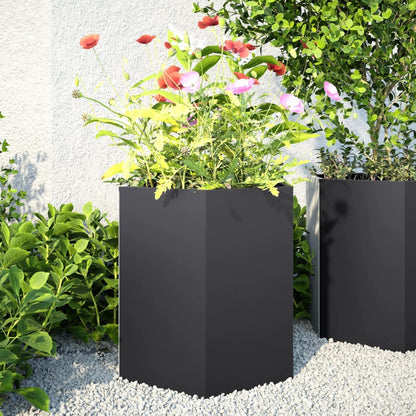 Fioriera da Giardino Nera Esagono 46x40x45 cm in Acciaio | homemem39