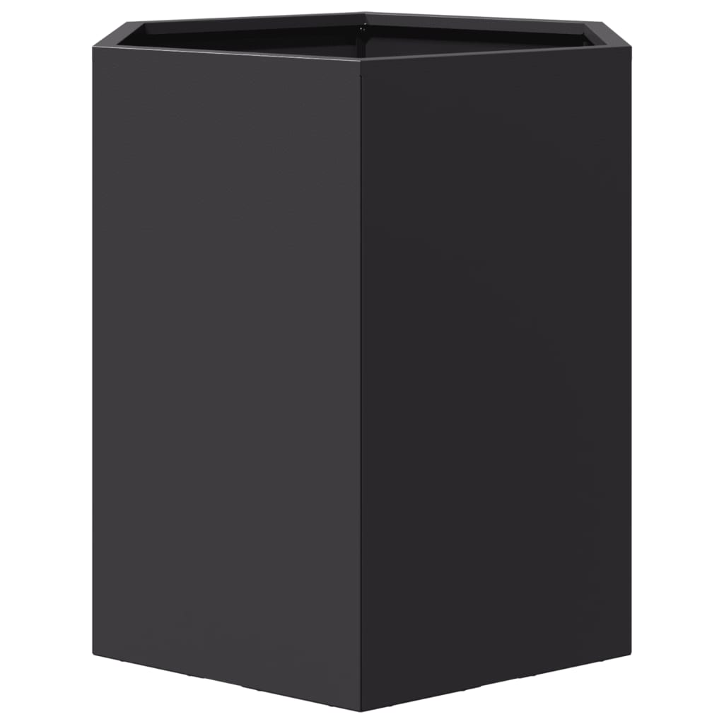 Fioriere da Giardino 2 pz Esagono Nero 46x40x45 cm Acciaio