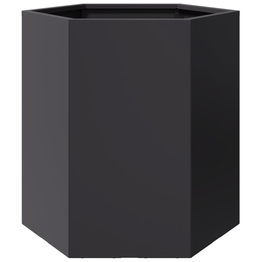 Fioriere da Giardino 2 pz Esagono Nero 46x40x45 cm Acciaio