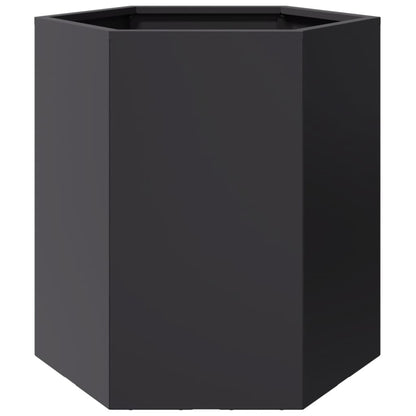 Fioriere da Giardino 2 pz Esagono Nero 46x40x45 cm Acciaio