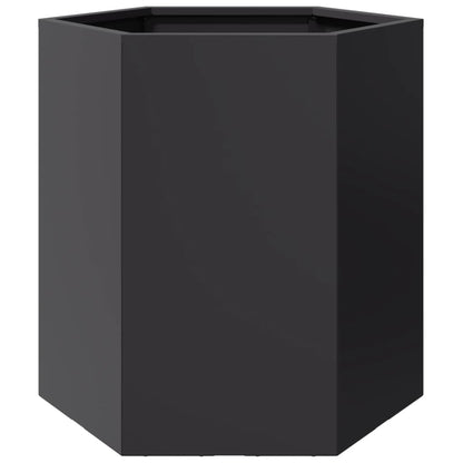 Fioriere da Giardino 2 pz Esagono Nero 46x40x45 cm Acciaio