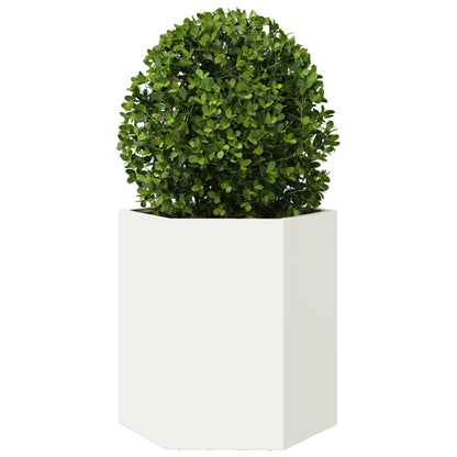 Fioriera da Giardino Bianca Esagono 46x40x45 cm in Acciaio