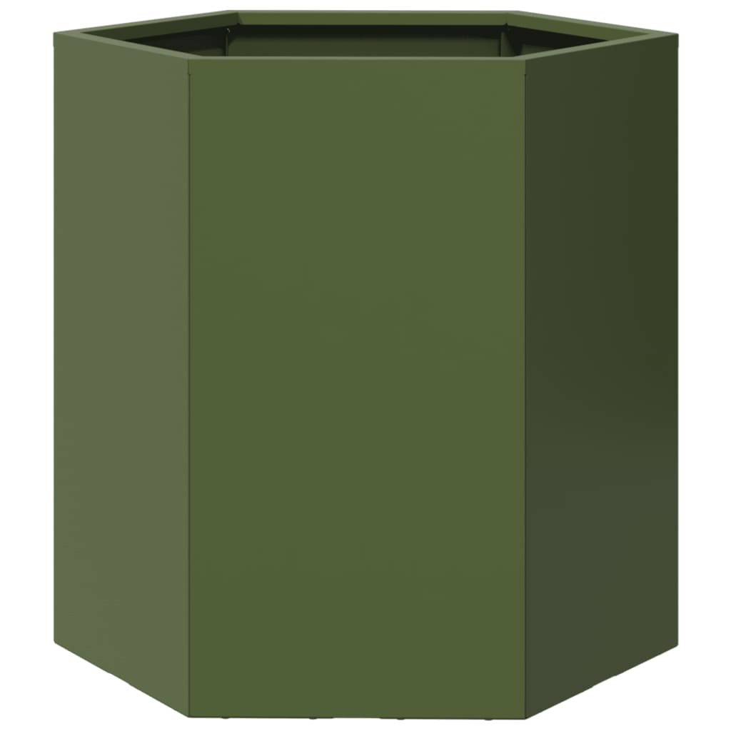 Fioriera da Giardino Verde Oliva Esagono 46x40x45 cm Acciaio - homemem39