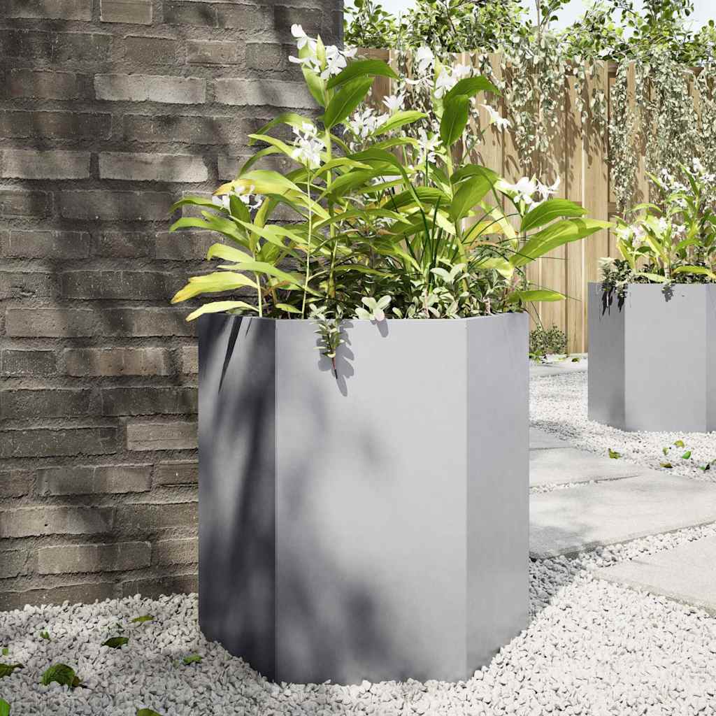Fioriera da Giardino Esagono in Acciaio Zincato