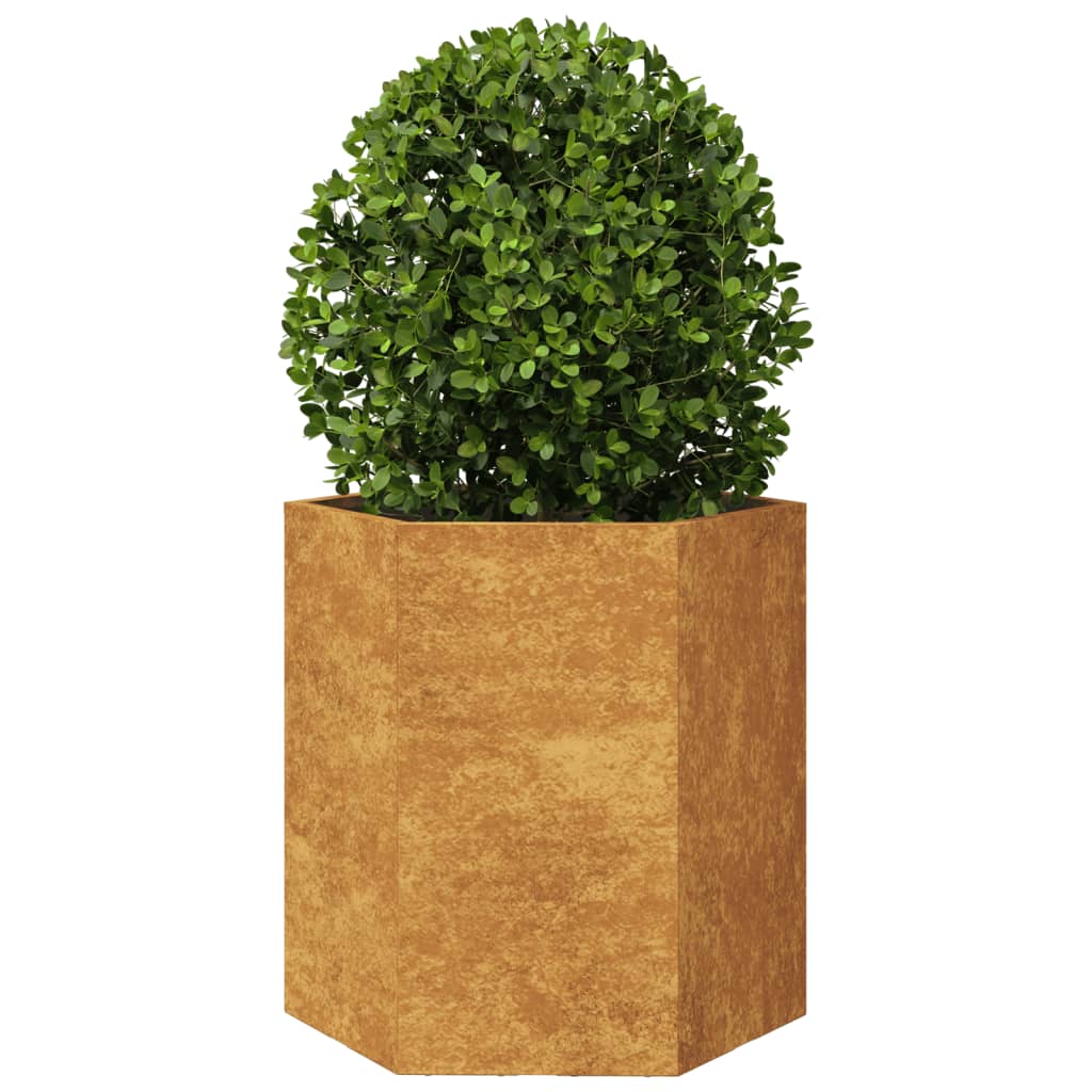 Fioriera da Giardino Esagono 46x40x45 cm in acciaio corten - homemem39
