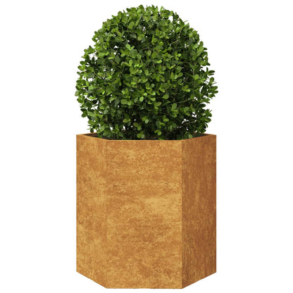Fioriera da Giardino Esagono 46x40x45 cm in acciaio corten - homemem39
