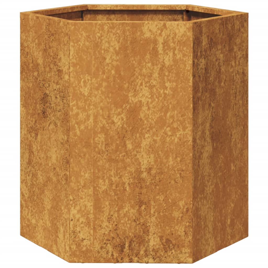 Fioriera da Giardino Esagono 46x40x45 cm in acciaio corten - homemem39