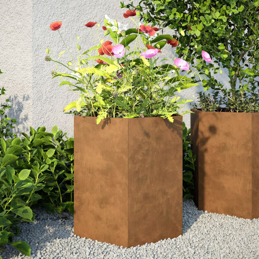 Fioriera da Giardino Esagono 46x40x45 cm in acciaio corten - homemem39