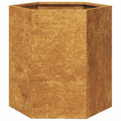 Fioriere da Giardino 2 pz Esagono 46x40x45 cm in acciaio corten