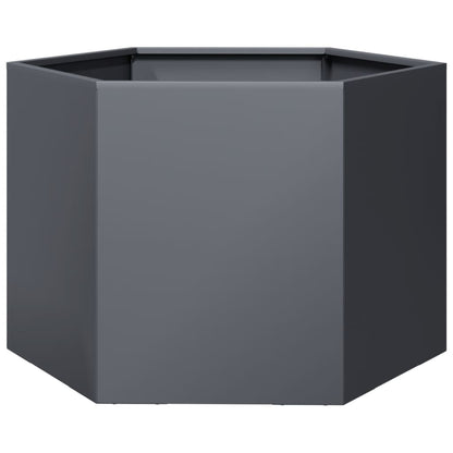 Fioriera da Giardino Antracite Esagono 69x60x45 cm in Acciaio - homemem39