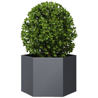 Fioriera da Giardino Antracite Esagono 69x60x45 cm in Acciaio - homemem39
