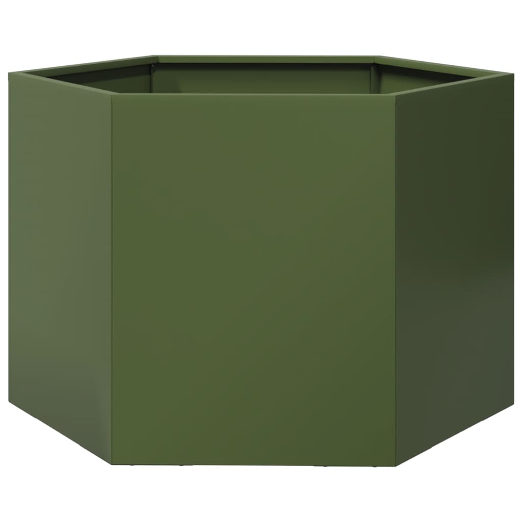 Fioriera da Giardino Verde Oliva Esagono 69x60x45 cm in Acciaio - homemem39