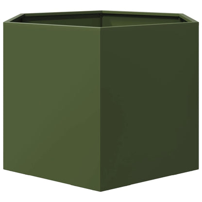 Fioriera da Giardino Verde Oliva Esagono 69x60x45 cm in Acciaio - homemem39