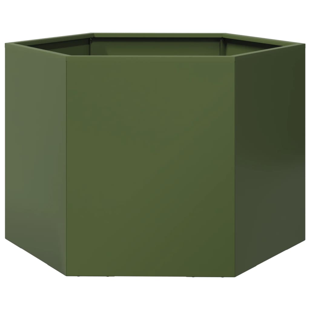 Fioriera da Giardino Verde Oliva Esagono 69x60x45 cm in Acciaio - homemem39