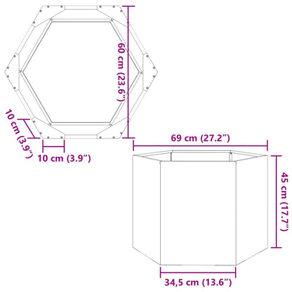 Fioriera da Giardino Verde Oliva Esagono 69x60x45 cm in Acciaio - homemem39