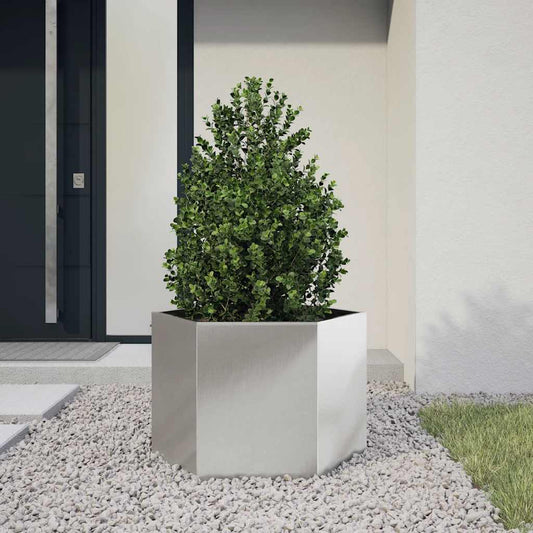 Fioriera da Giardino Esagono 69x60x45 cm in Acciaio Inox - homemem39