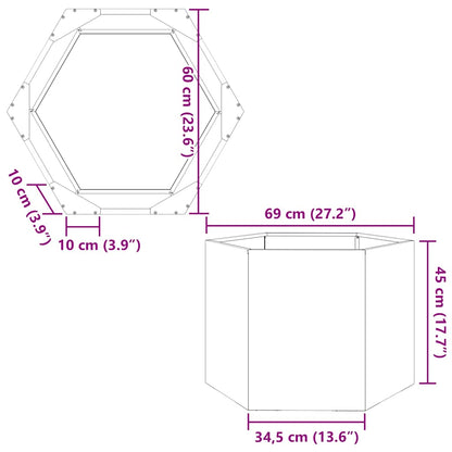 Fioriera Esagono 69x60x45 cm in Acciaio Zincato