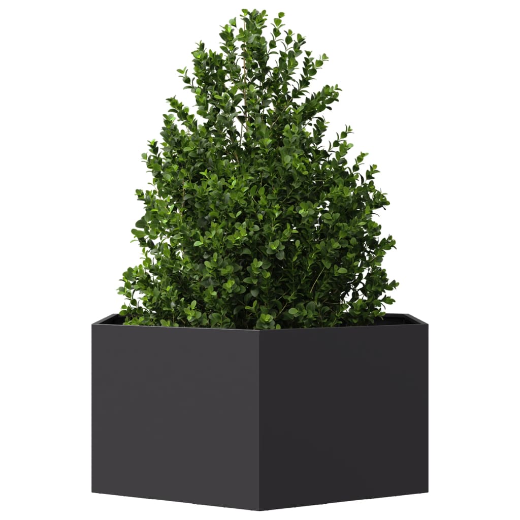 Fioriera da Giardino Nera Esagono 104x90x45 cm in Acciaio - homemem39